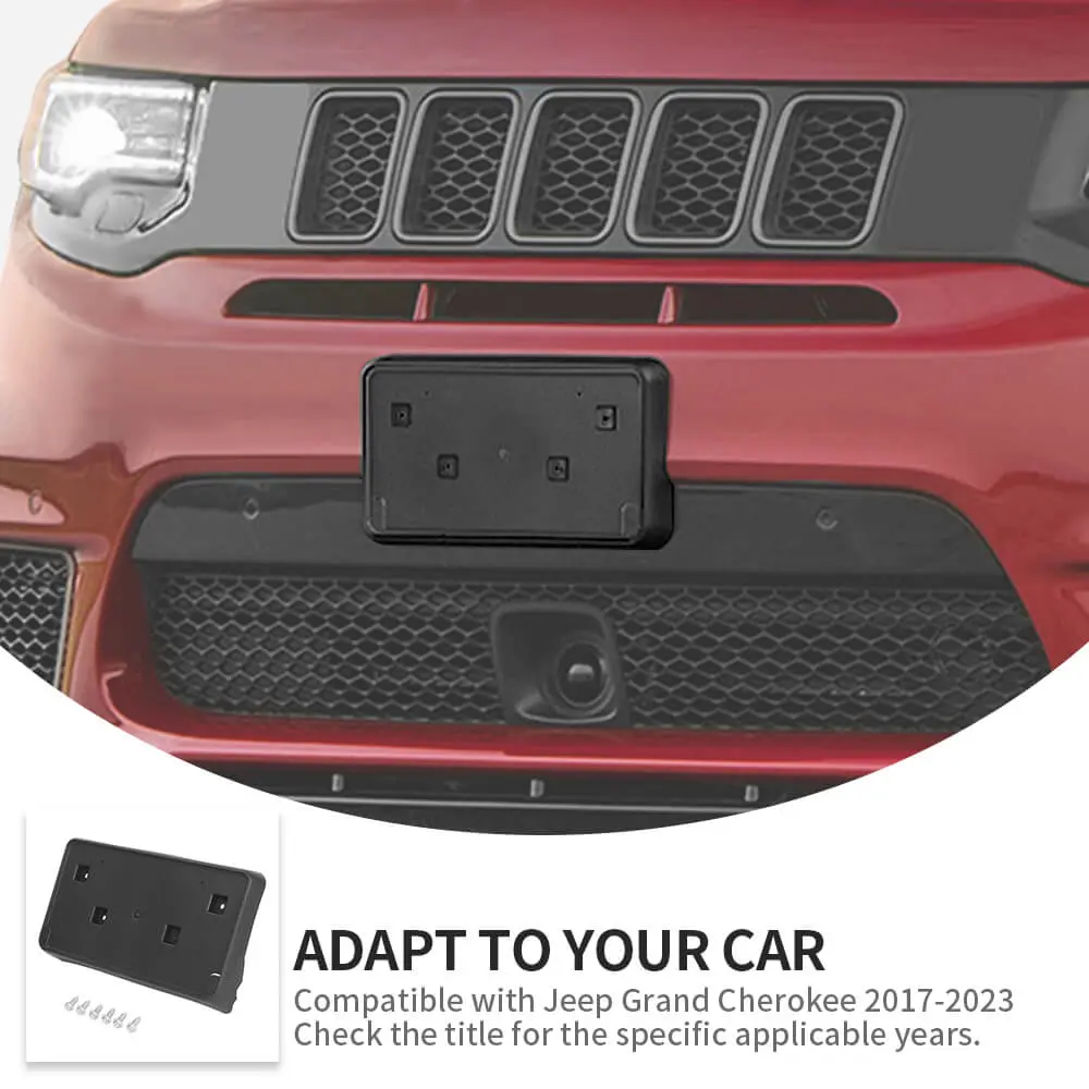 For 2017-2023 Jeep Grand Cherokee Front License Plate Mounting Bracket Black - Image 7