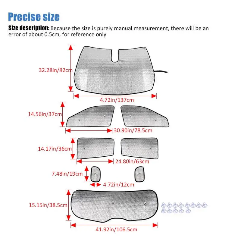 For 2017-2025 Jeep Compass Car Window Sunshade Anti UV Ray Sun Visor Protector Cover (8 pcs) - Image 8