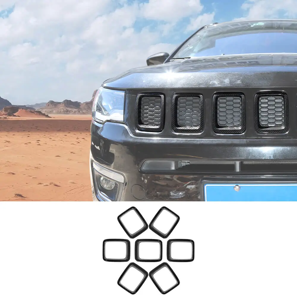 For 2018-2021 Jeep Compass Grill Inserts Grille Cover Trims Kit - Image 11