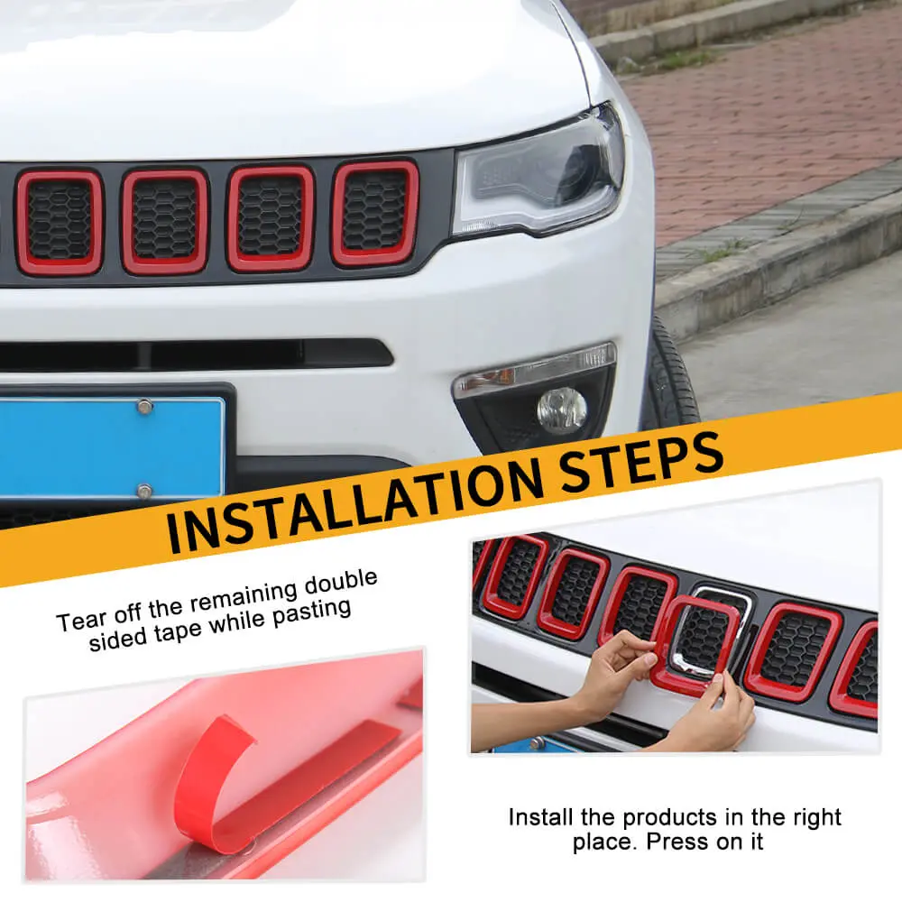 For 2018-2021 Jeep Compass Grill Inserts Grille Cover Trims Kit - Image 5