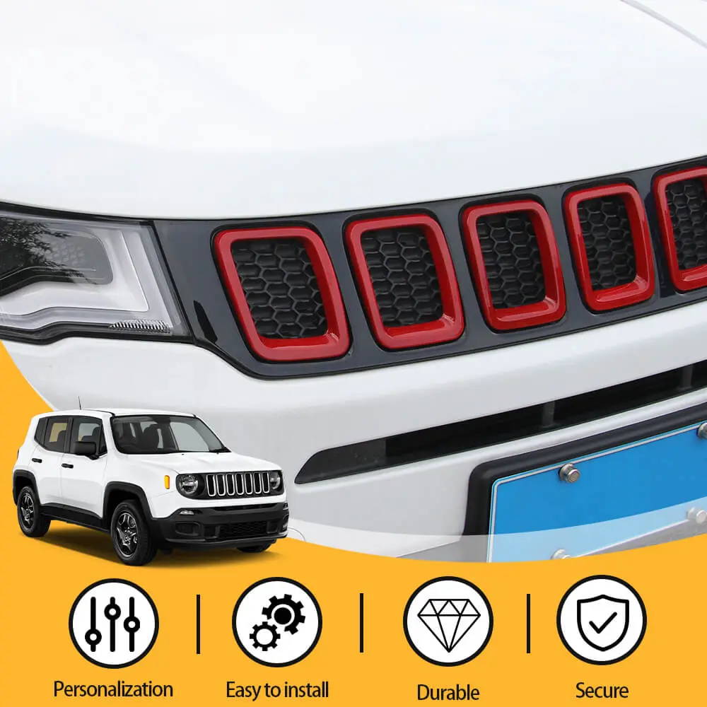 For 2018-2021 Jeep Compass Grill Inserts Grille Cover Trims Kit - Image 6