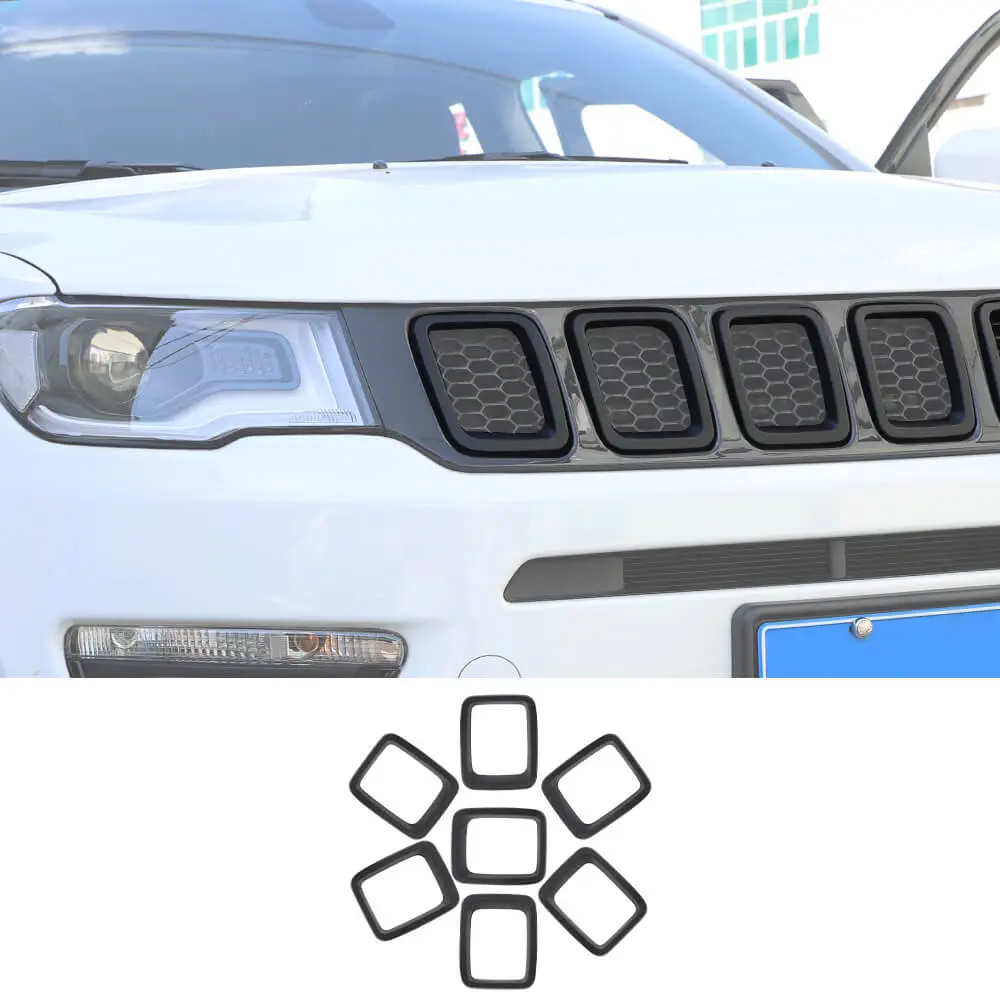 For 2018-2021 Jeep Compass Grill Inserts Grille Cover Trims Kit - Image 8