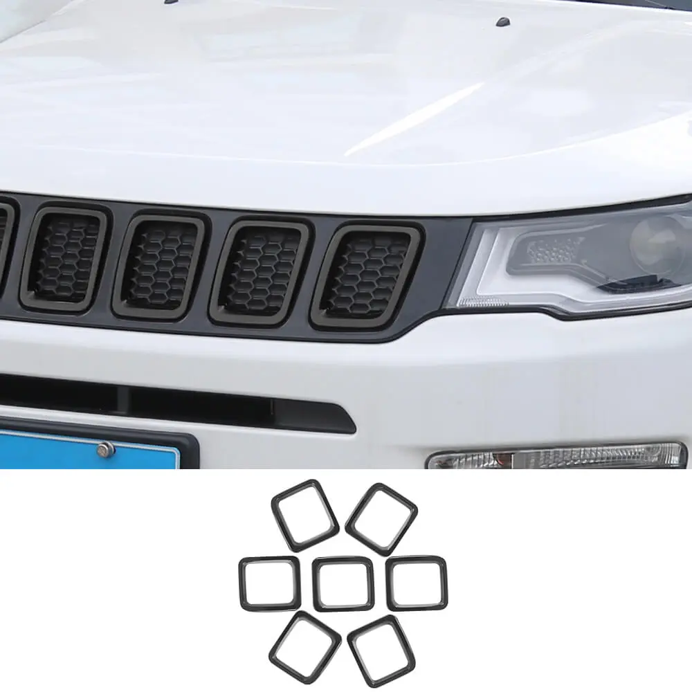For 2018-2021 Jeep Compass Grill Inserts Grille Cover Trims Kit - Image 9