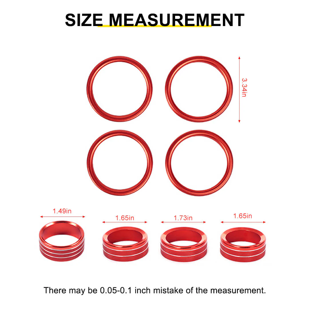 For 2018-2023 Jeep Wrangler & Gladiator JT Air Conditioning Headlight Switch Dashboard Air Vent Trim Ring (8 pcs) - Image 12