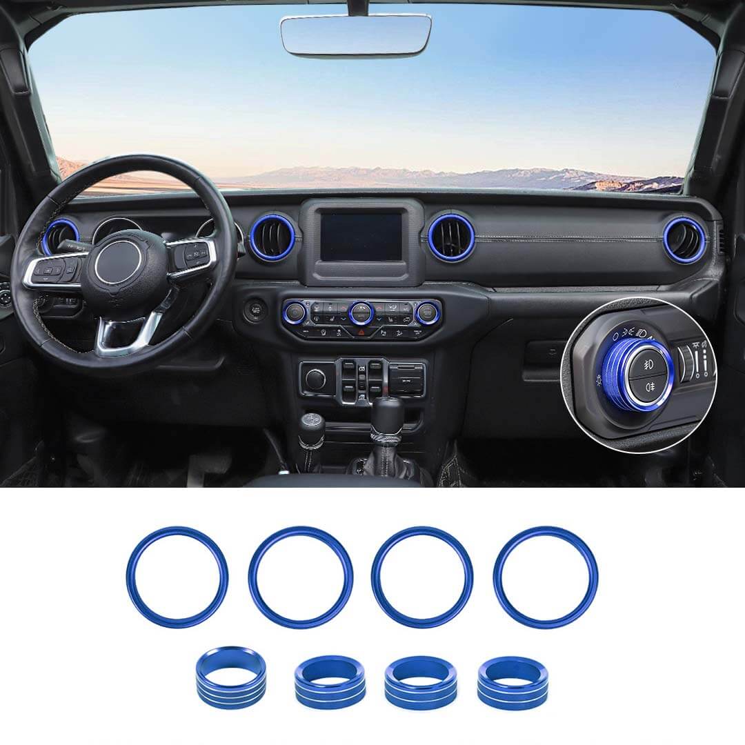 For 2018-2023 Jeep Wrangler & Gladiator JT Air Conditioning Headlight Switch Dashboard Air Vent Trim Ring (8 pcs) - Image 15