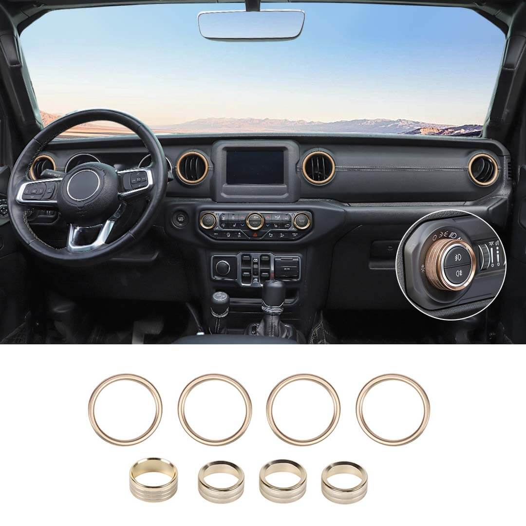 For 2018-2023 Jeep Wrangler & Gladiator JT Air Conditioning Headlight Switch Dashboard Air Vent Trim Ring (8 pcs) - Image 18