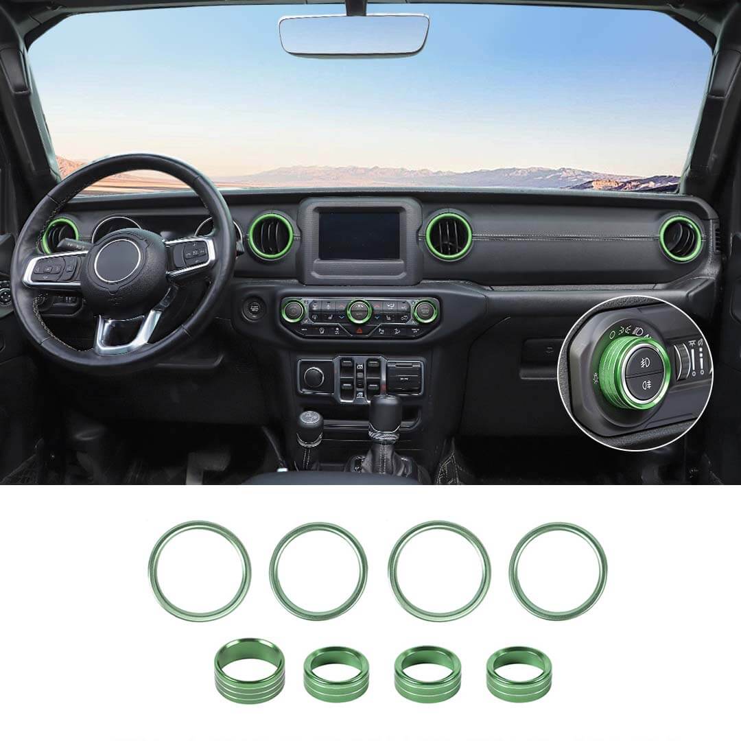 For 2018-2023 Jeep Wrangler & Gladiator JT Air Conditioning Headlight Switch Dashboard Air Vent Trim Ring (8 pcs) - Image 19