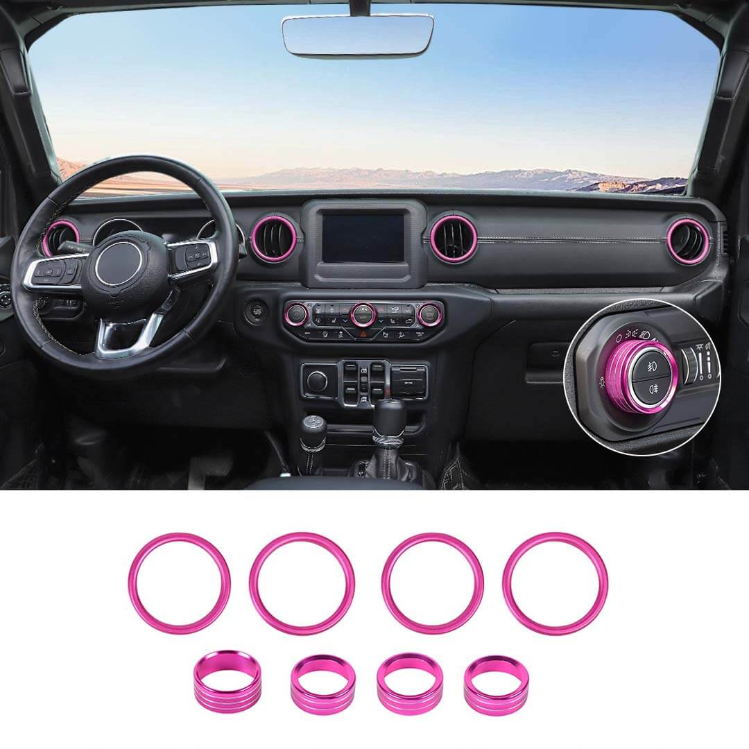 For 2018-2023 Jeep Wrangler & Gladiator JT Air Conditioning Headlight Switch Dashboard Air Vent Trim Ring (8 pcs) - Image 20