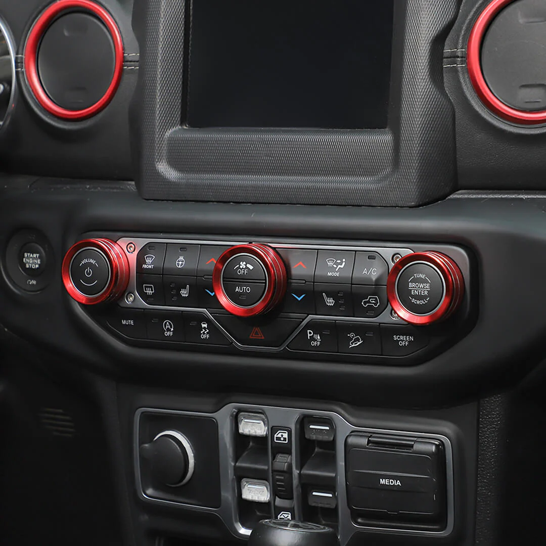 For 2018-2023 Jeep Wrangler & Gladiator JT Air Conditioning Headlight Switch Dashboard Air Vent Trim Ring (8 pcs) - Image 5