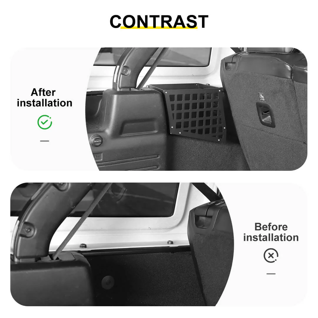 For 2018-2023 Jeep Wrangler JL 4-Door Version Rear Trunk Cargo Side Storage Bracket Organizer Basket - Image 2