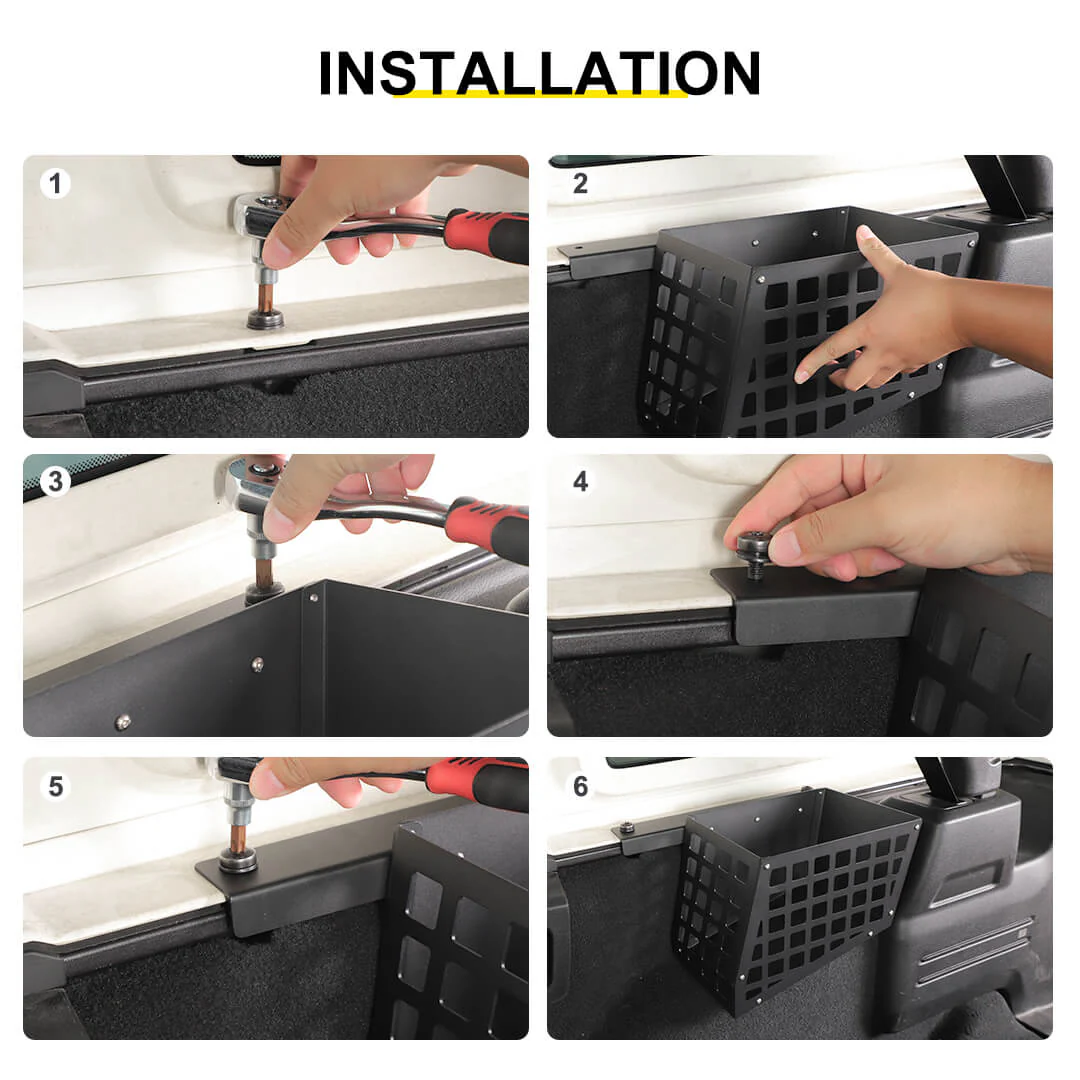 For 2018-2023 Jeep Wrangler JL 4-Door Version Rear Trunk Cargo Side Storage Bracket Organizer Basket - Image 6