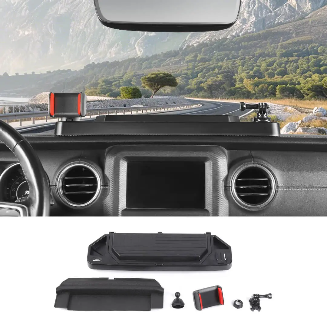 For 2018-2023 Jeep Wrangler JL & Gladiator JT Center Console Dash Phone Holder Bracket Storage Box Tray