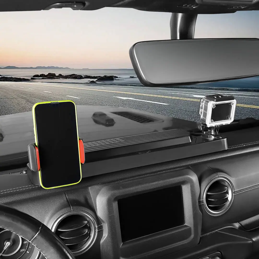 For 2018-2023 Jeep Wrangler JL & Gladiator JT Center Console Dash Phone Holder Bracket Storage Box Tray - Image 5