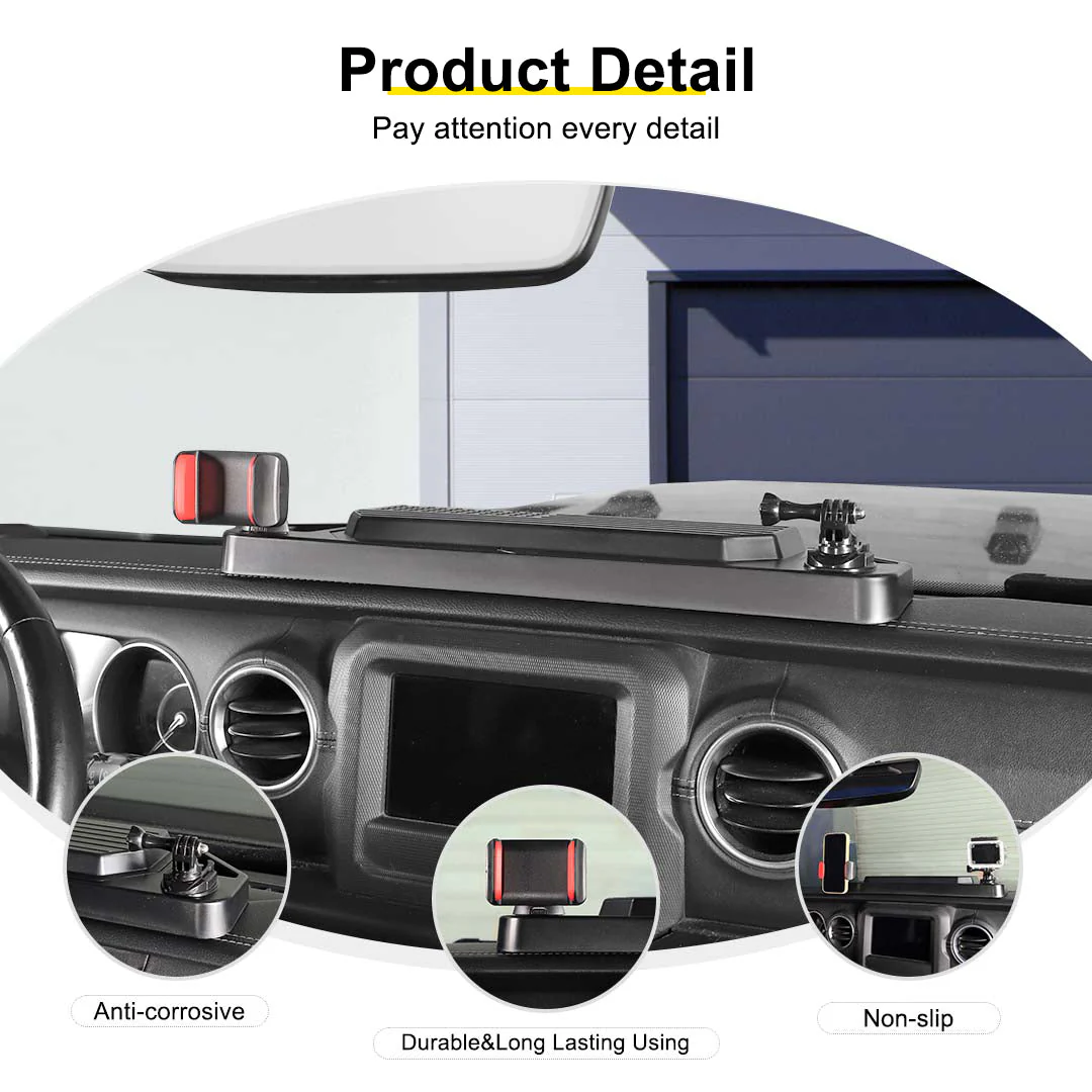 For 2018-2023 Jeep Wrangler JL & Gladiator JT Center Console Dash Phone Holder Bracket Storage Box Tray - Image 8