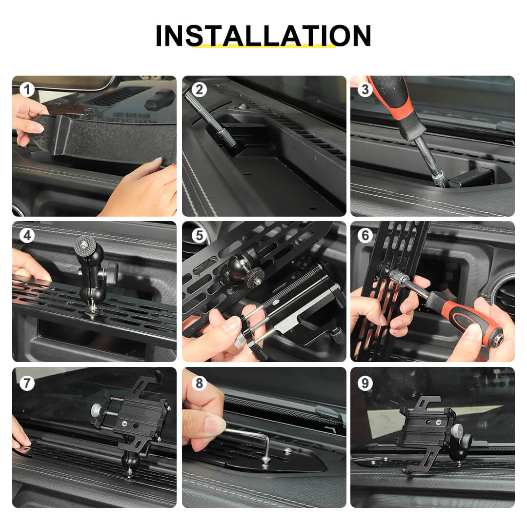 For 2018-2023 Jeep Wrangler JL/Gladiator JT Interior Center Console Mulfuntion Expand Phone Holder Bracket - Image 6