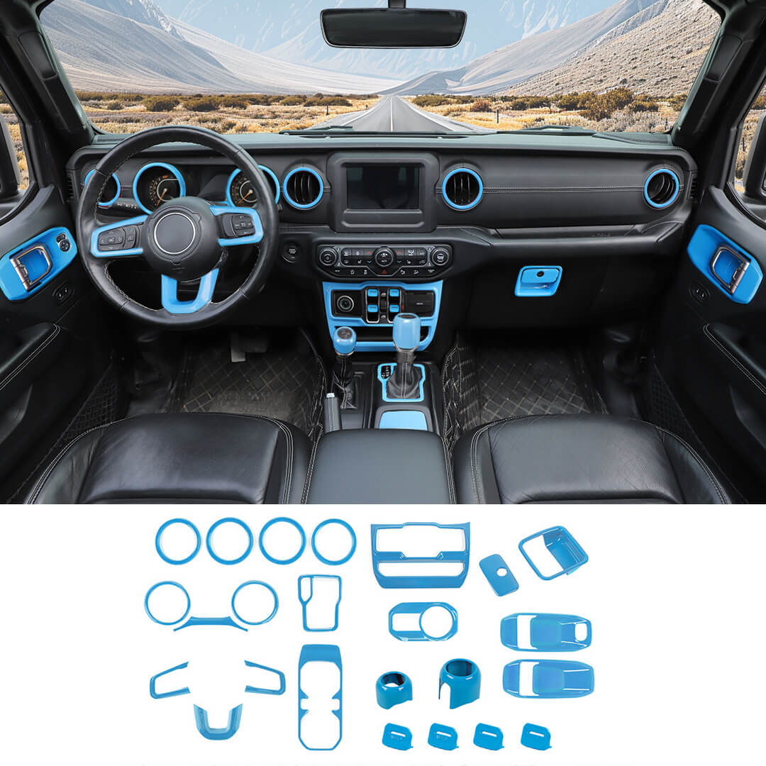 For 2018-2023 Jeep Wrangler JL & Gladiator JT Interior Center Console Trim Cover Kit (24 pcs)