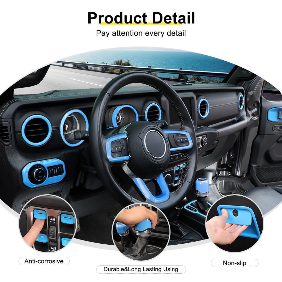For 2018-2023 Jeep Wrangler JL & Gladiator JT Interior Center Console Trim Cover Kit (24 pcs) - Image 10