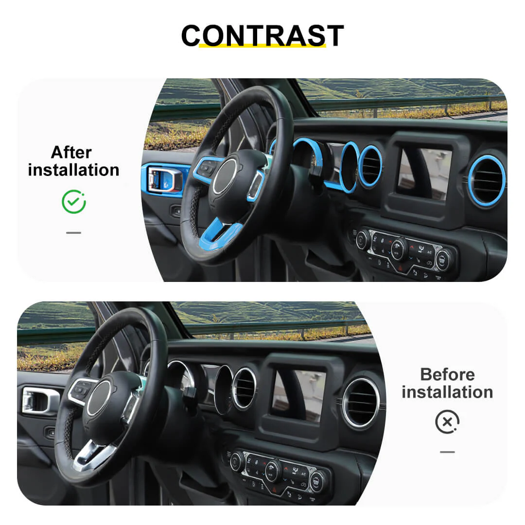 For 2018-2023 Jeep Wrangler JL & Gladiator JT Interior Center Console Trim Cover Kit (24 pcs) - Image 2
