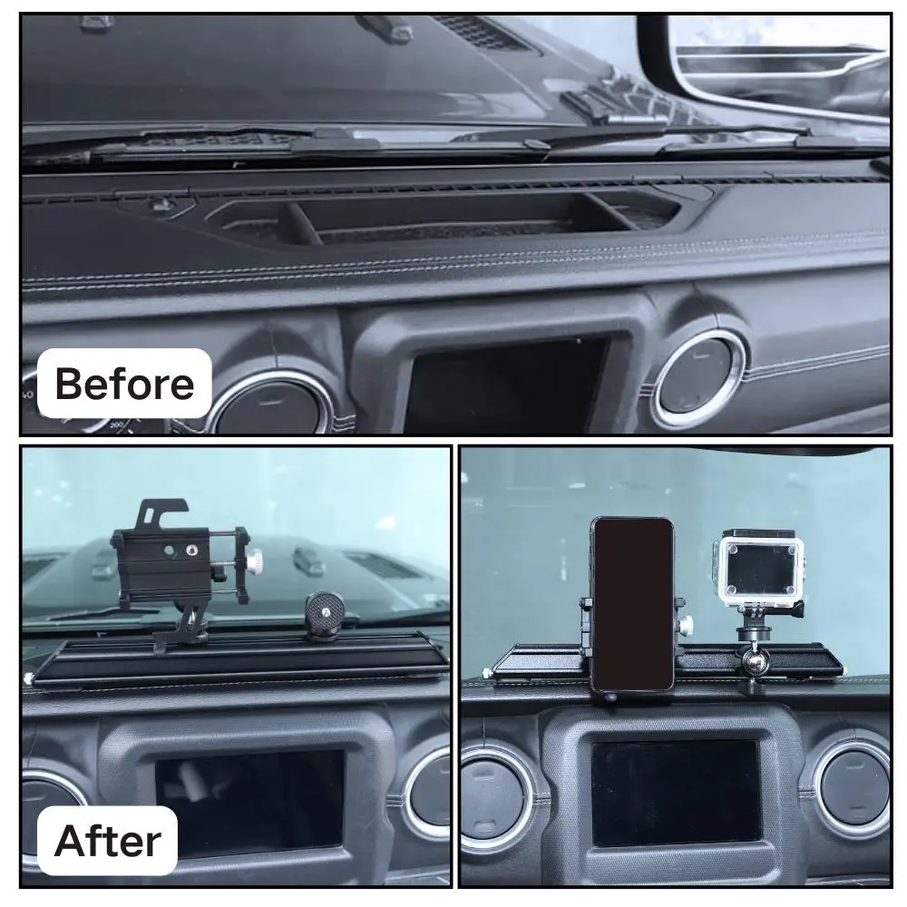 For 2018-2023 Jeep Wrangler JL & Gladiator JT Metal Dash Extended Camera/Mobile Phone Holder - Image 2