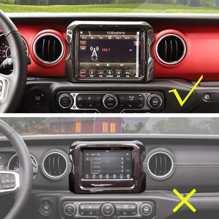 For 2018–2023 Jeep Wrangler JL, JLU & Gladiator JT Rubicon Screen Navigation Bezel Cover Trim – Center Display Accent Frame - Image 2