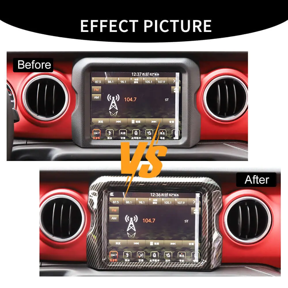 For 2018–2023 Jeep Wrangler JL, JLU & Gladiator JT Rubicon Screen Navigation Bezel Cover Trim – Center Display Accent Frame - Image 3