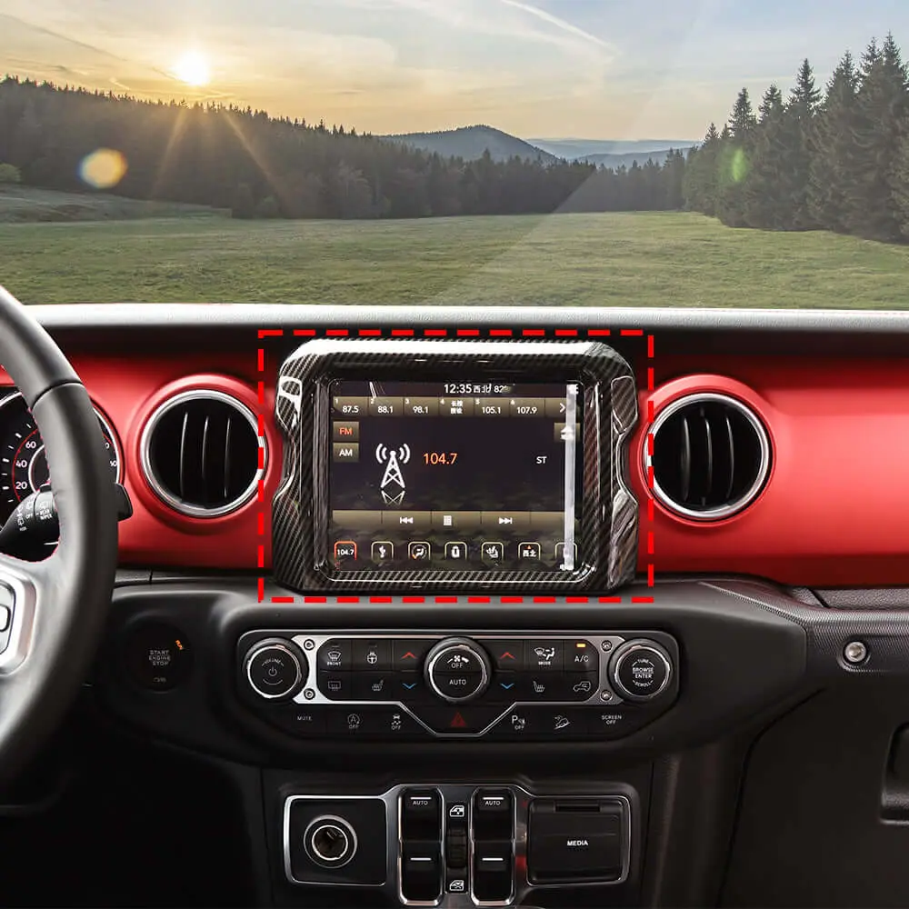 For 2018–2023 Jeep Wrangler JL, JLU & Gladiator JT Rubicon Screen Navigation Bezel Cover Trim – Center Display Accent Frame - Image 4