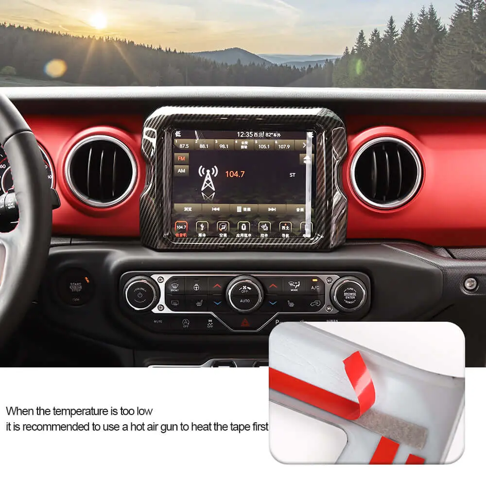 For 2018–2023 Jeep Wrangler JL, JLU & Gladiator JT Rubicon Screen Navigation Bezel Cover Trim – Center Display Accent Frame - Image 6