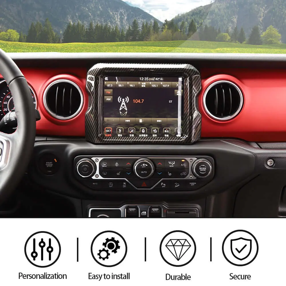 For 2018–2023 Jeep Wrangler JL, JLU & Gladiator JT Rubicon Screen Navigation Bezel Cover Trim – Center Display Accent Frame - Image 7