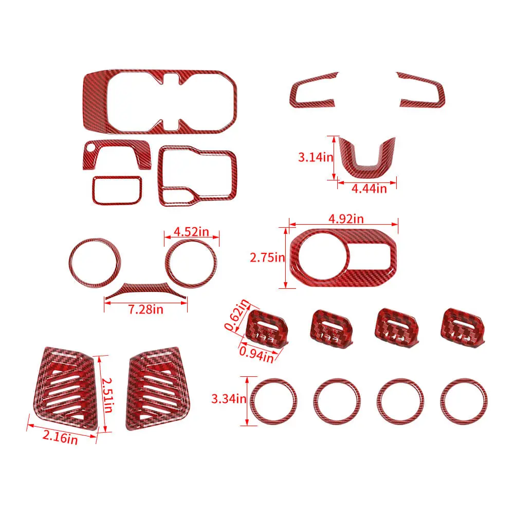 For 2018-2023 Jeep Wrangler JL & Gladiator JT 21-Piece Interior Dash & Center Console Accent Cover Trim Kit - Image 13