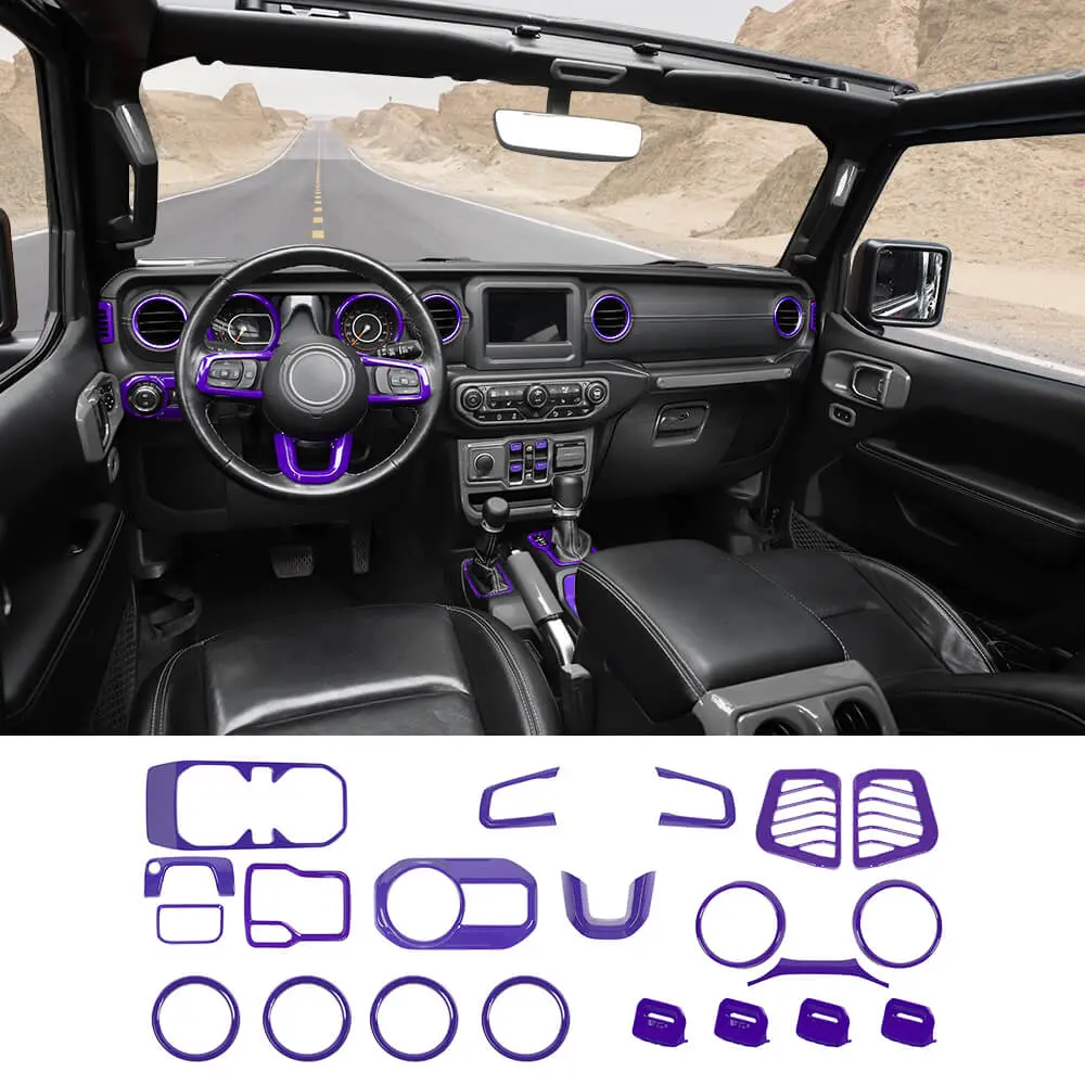 For 2018-2023 Jeep Wrangler JL & Gladiator JT 21-Piece Interior Dash & Center Console Accent Cover Trim Kit - Image 15
