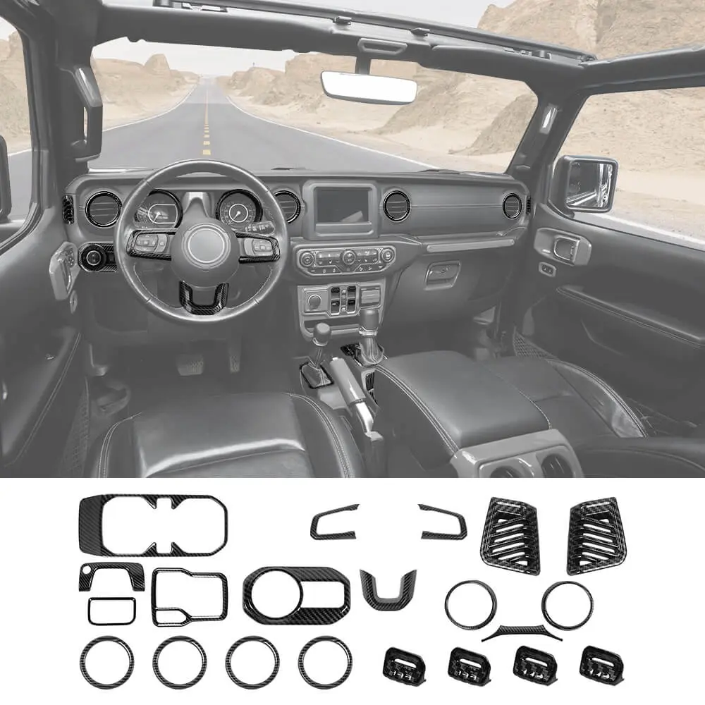 For 2018-2023 Jeep Wrangler JL & Gladiator JT 21-Piece Interior Dash & Center Console Accent Cover Trim Kit - Image 16