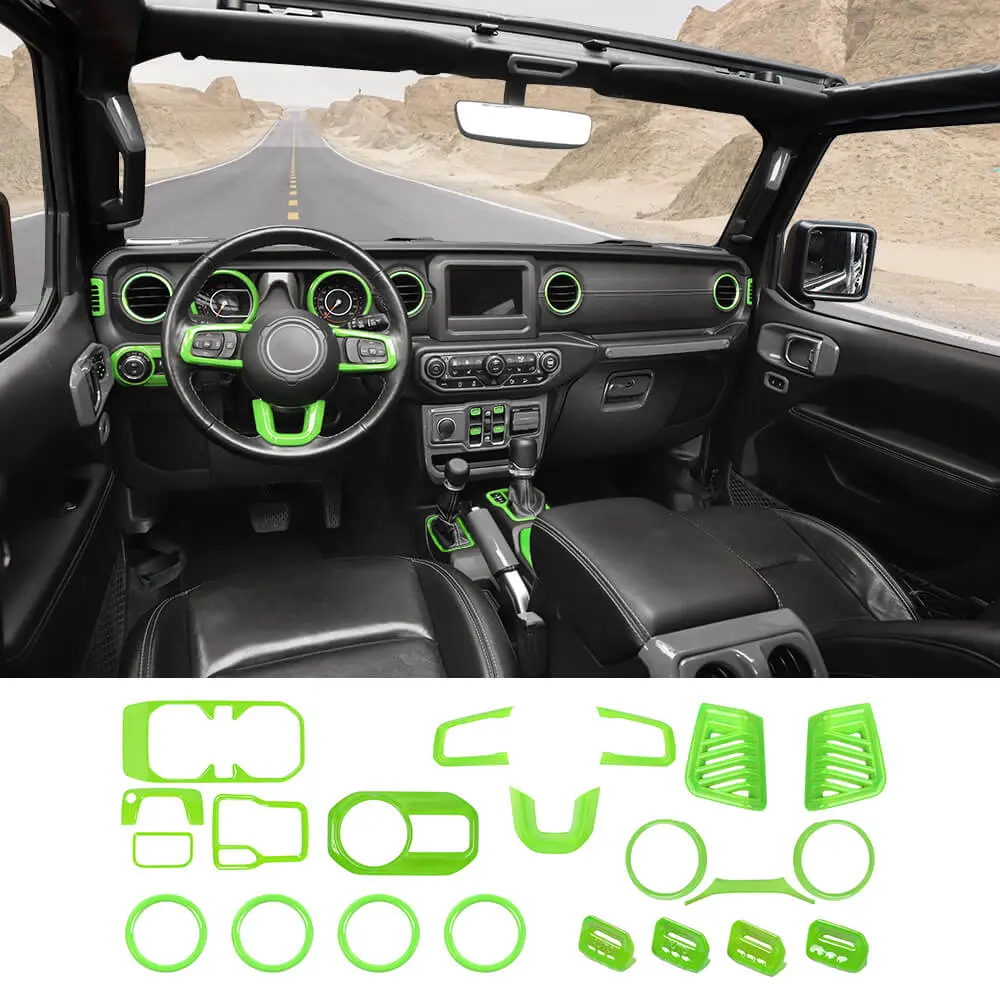 For 2018-2023 Jeep Wrangler JL & Gladiator JT 21-Piece Interior Dash & Center Console Accent Cover Trim Kit - Image 17