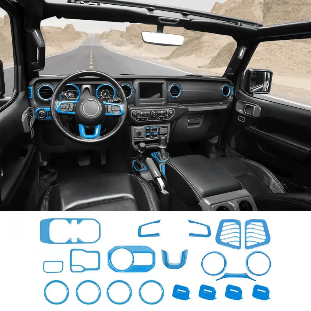 For 2018-2023 Jeep Wrangler JL & Gladiator JT 21-Piece Interior Dash & Center Console Accent Cover Trim Kit - Image 18