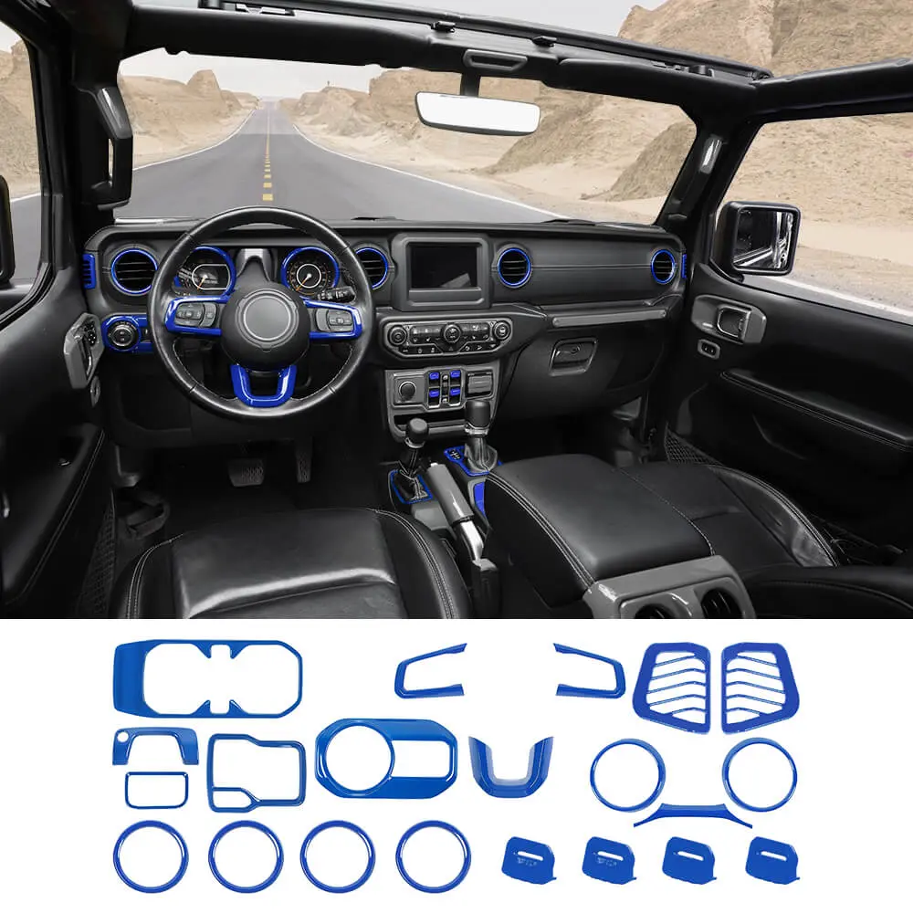 For 2018-2023 Jeep Wrangler JL & Gladiator JT 21-Piece Interior Dash & Center Console Accent Cover Trim Kit - Image 19