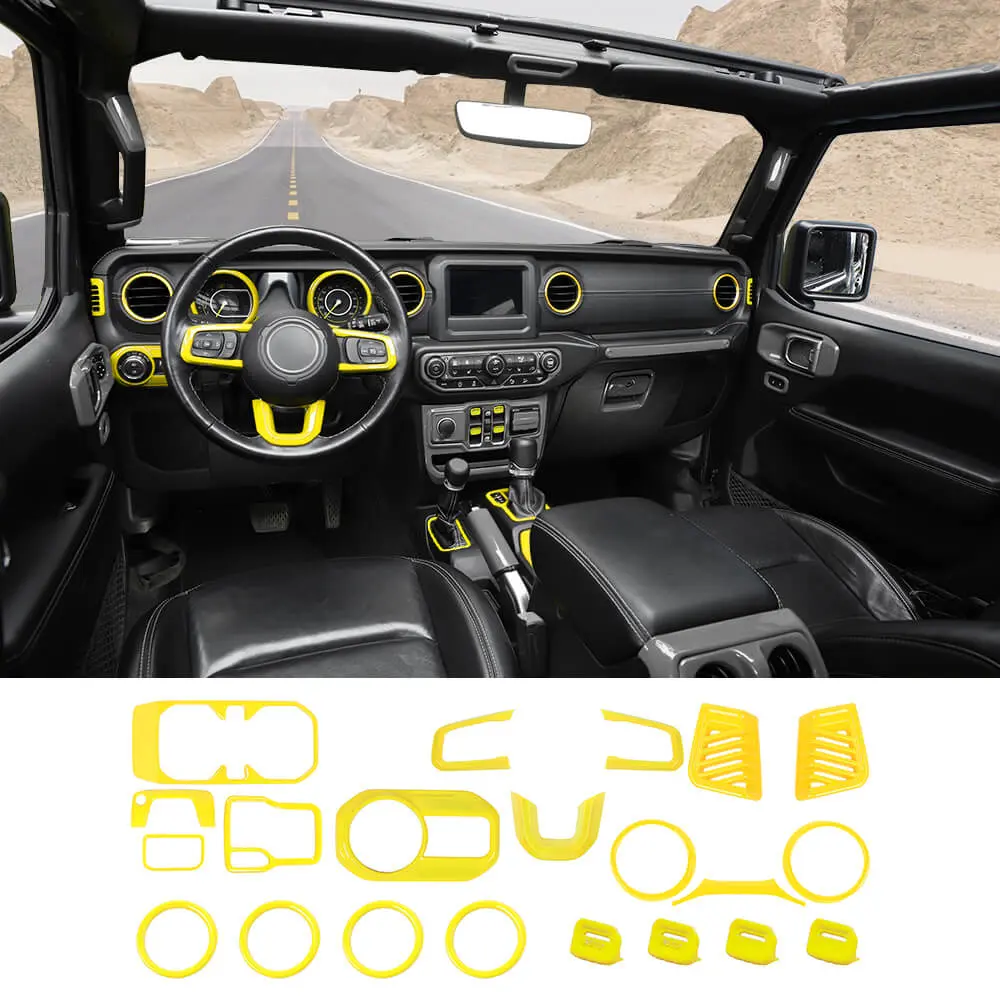 For 2018-2023 Jeep Wrangler JL & Gladiator JT 21-Piece Interior Dash & Center Console Accent Cover Trim Kit - Image 20