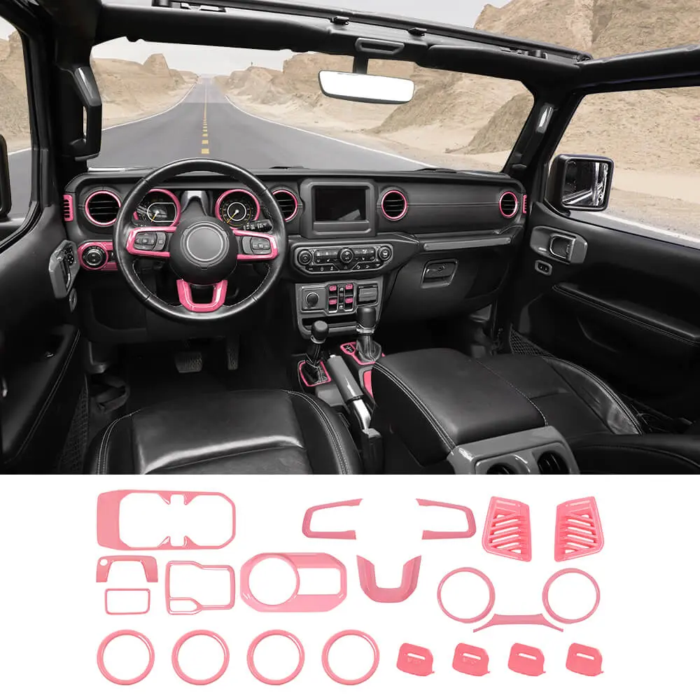 For 2018-2023 Jeep Wrangler JL & Gladiator JT 21-Piece Interior Dash & Center Console Accent Cover Trim Kit - Image 22