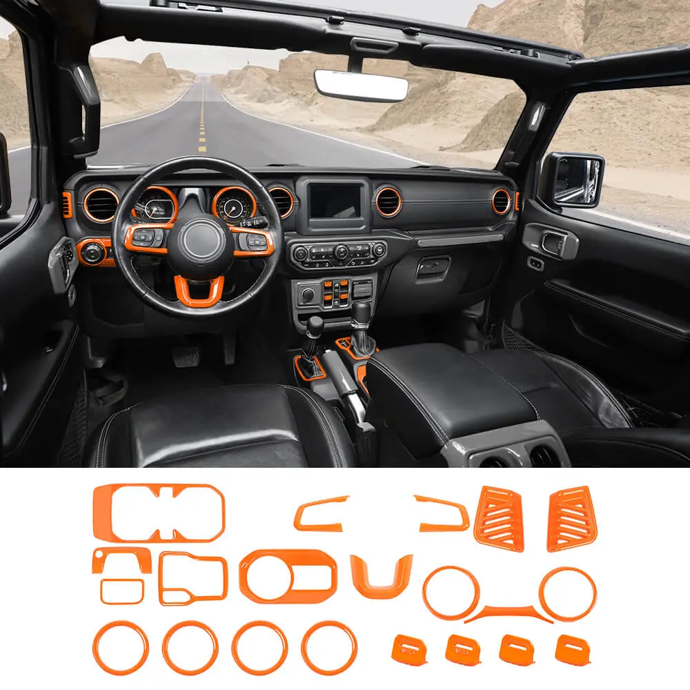 For 2018-2023 Jeep Wrangler JL & Gladiator JT 21-Piece Interior Dash & Center Console Accent Cover Trim Kit - Image 23