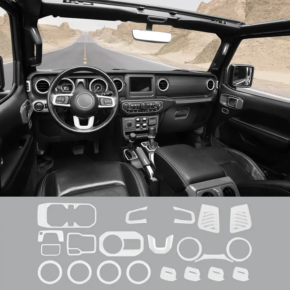 For 2018-2023 Jeep Wrangler JL & Gladiator JT 21-Piece Interior Dash & Center Console Accent Cover Trim Kit - Image 24