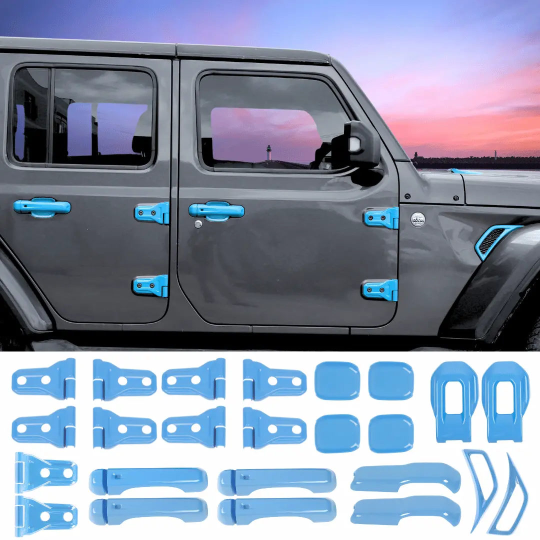 For 2020-2025 Jeep Gladiator 24PCS Exterior Trim Kits Door & Hood Hinge Covers - Image 13