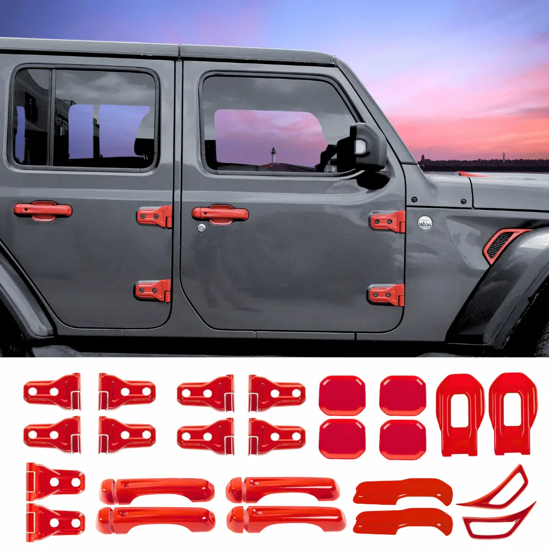 For 2020-2025 Jeep Gladiator 24PCS Exterior Trim Kits Door & Hood Hinge Covers - Image 15