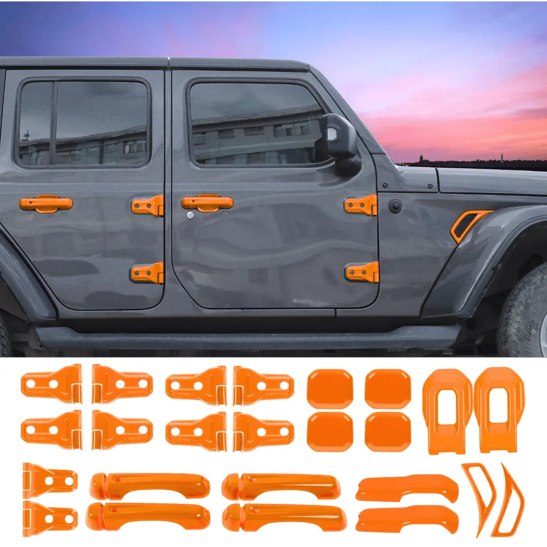 For 2020-2025 Jeep Gladiator 24PCS Exterior Trim Kits Door & Hood Hinge Covers - Image 21