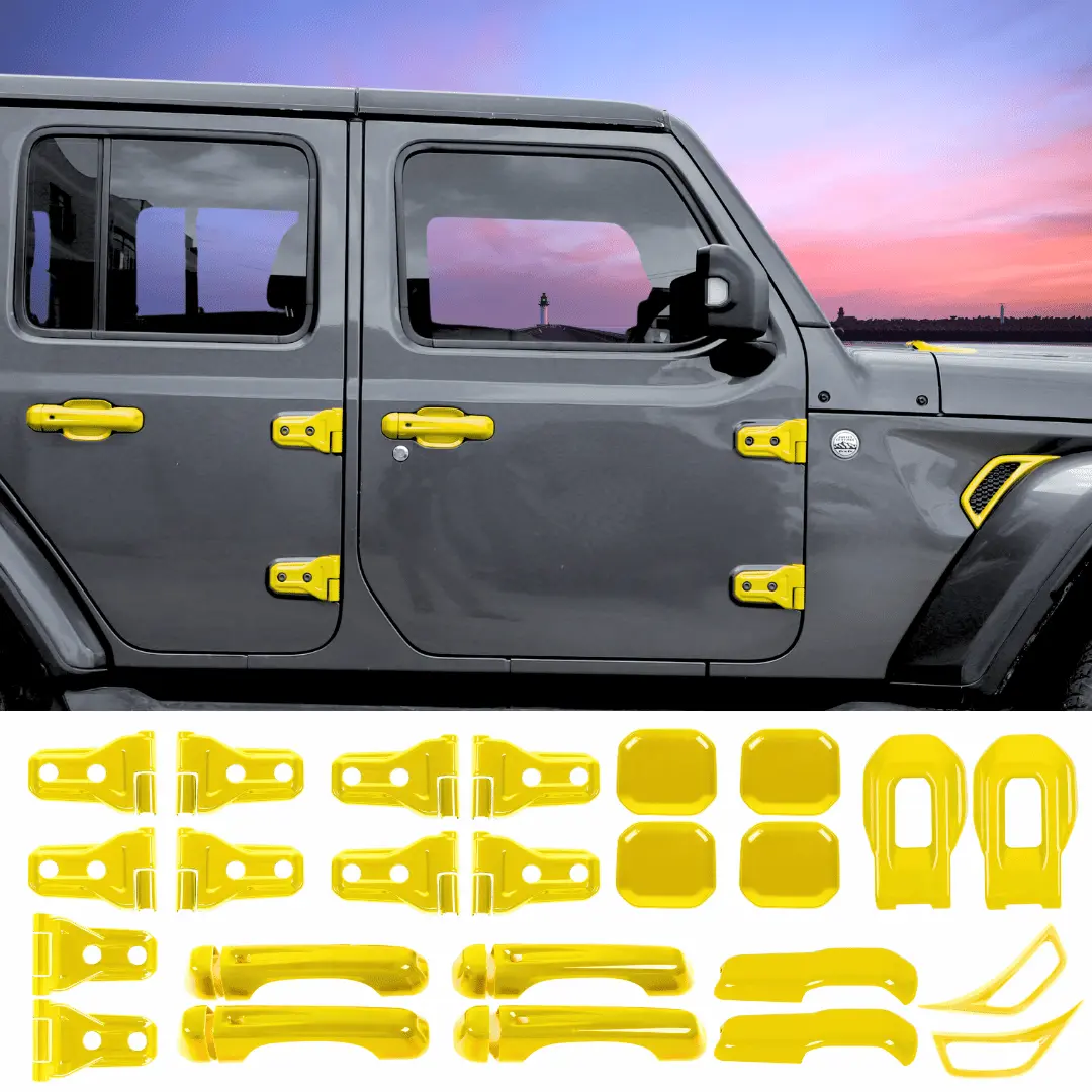 For 2020-2025 Jeep Gladiator 24PCS Exterior Trim Kits Door & Hood Hinge Covers - Image 23