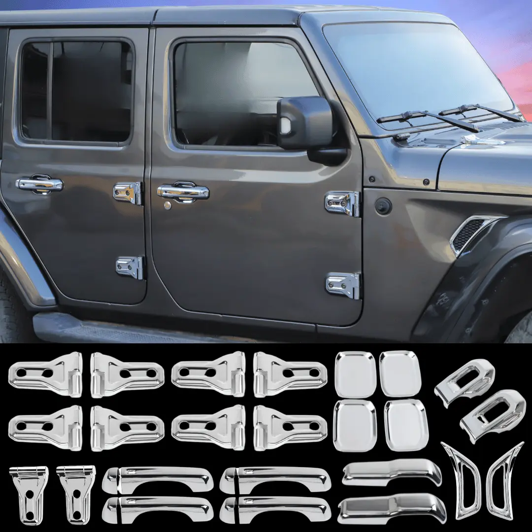 For 2020-2025 Jeep Gladiator 24PCS Exterior Trim Kits Door & Hood Hinge Covers - Image 29