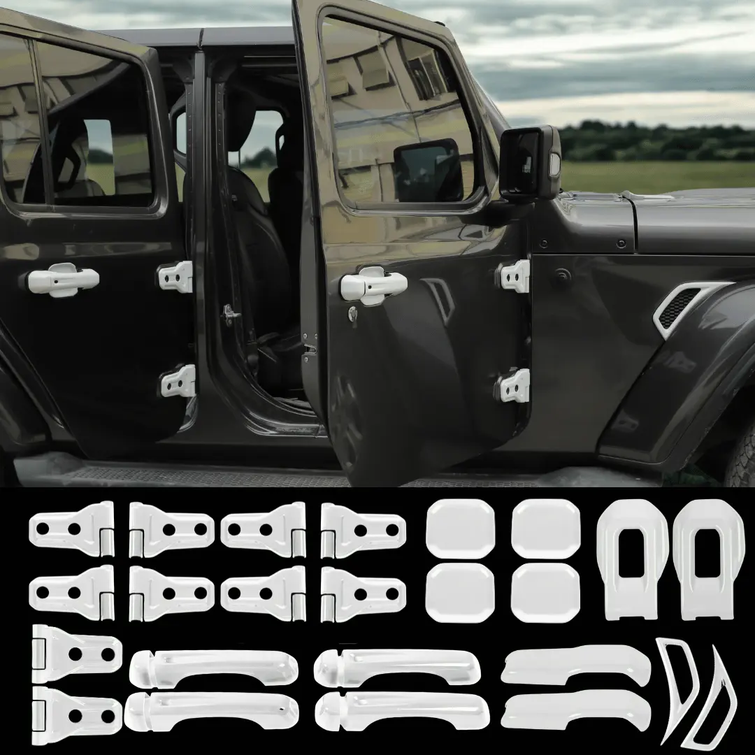 For 2020-2025 Jeep Gladiator 24PCS Exterior Trim Kits Door & Hood Hinge Covers - Image 33