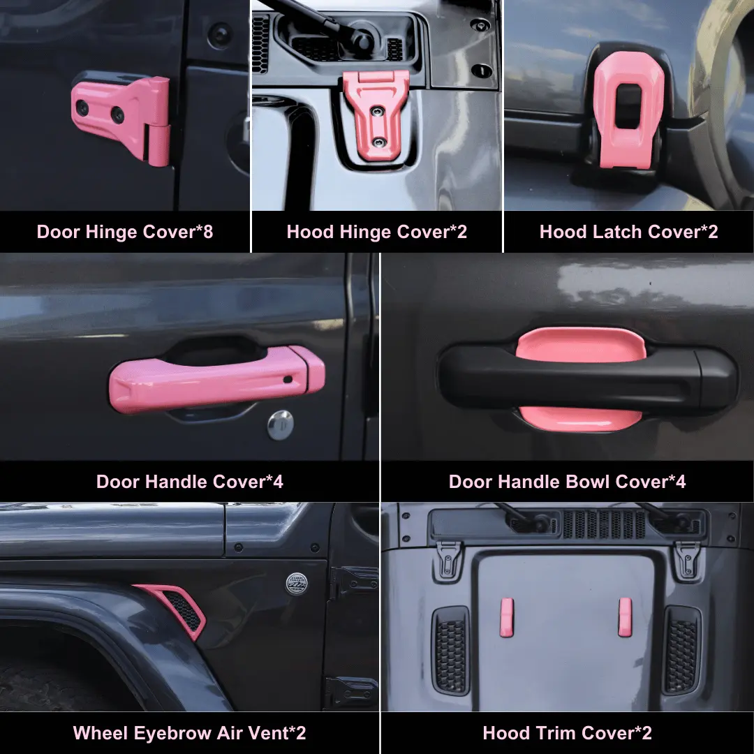 For 2020-2025 Jeep Gladiator 24PCS Exterior Trim Kits Door & Hood Hinge Covers - Image 5