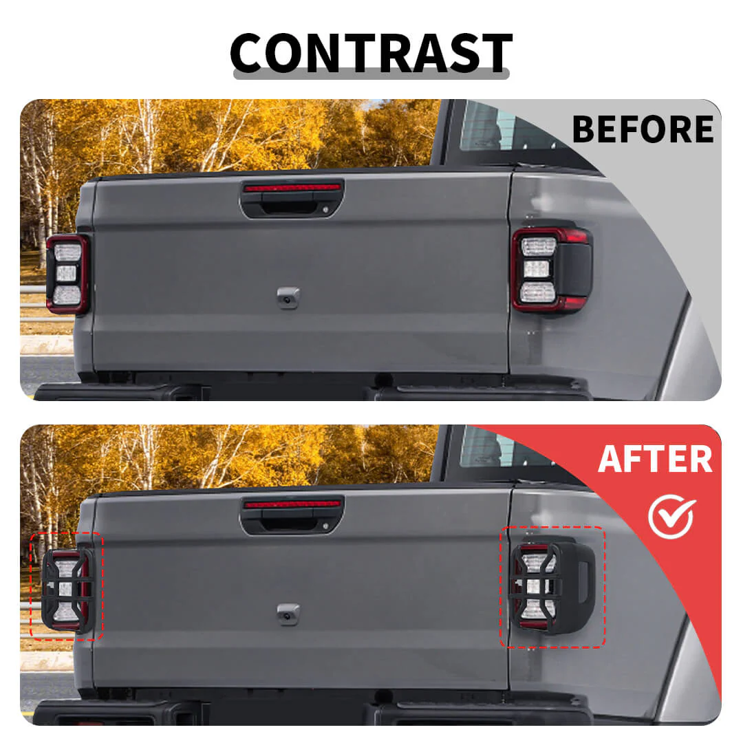 For 2018+ Jeep Gladiator JT Car Rear Halogen Lamp Taillight & Front Headlight Decor Cover Trim Kit (6 pcs) - Image 2