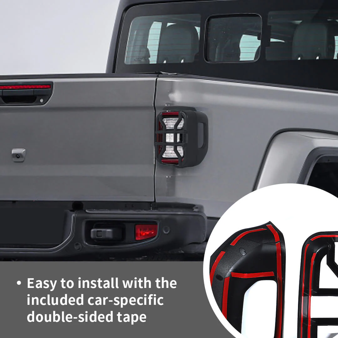 For 2018+ Jeep Gladiator JT Car Rear Halogen Lamp Taillight & Front Headlight Decor Cover Trim Kit (6 pcs) - Image 9