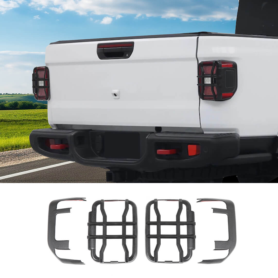 For 2018+ Jeep Gladiator JT Exterior LED Rear Tail Light Guards Cover Trim (4 pcs)