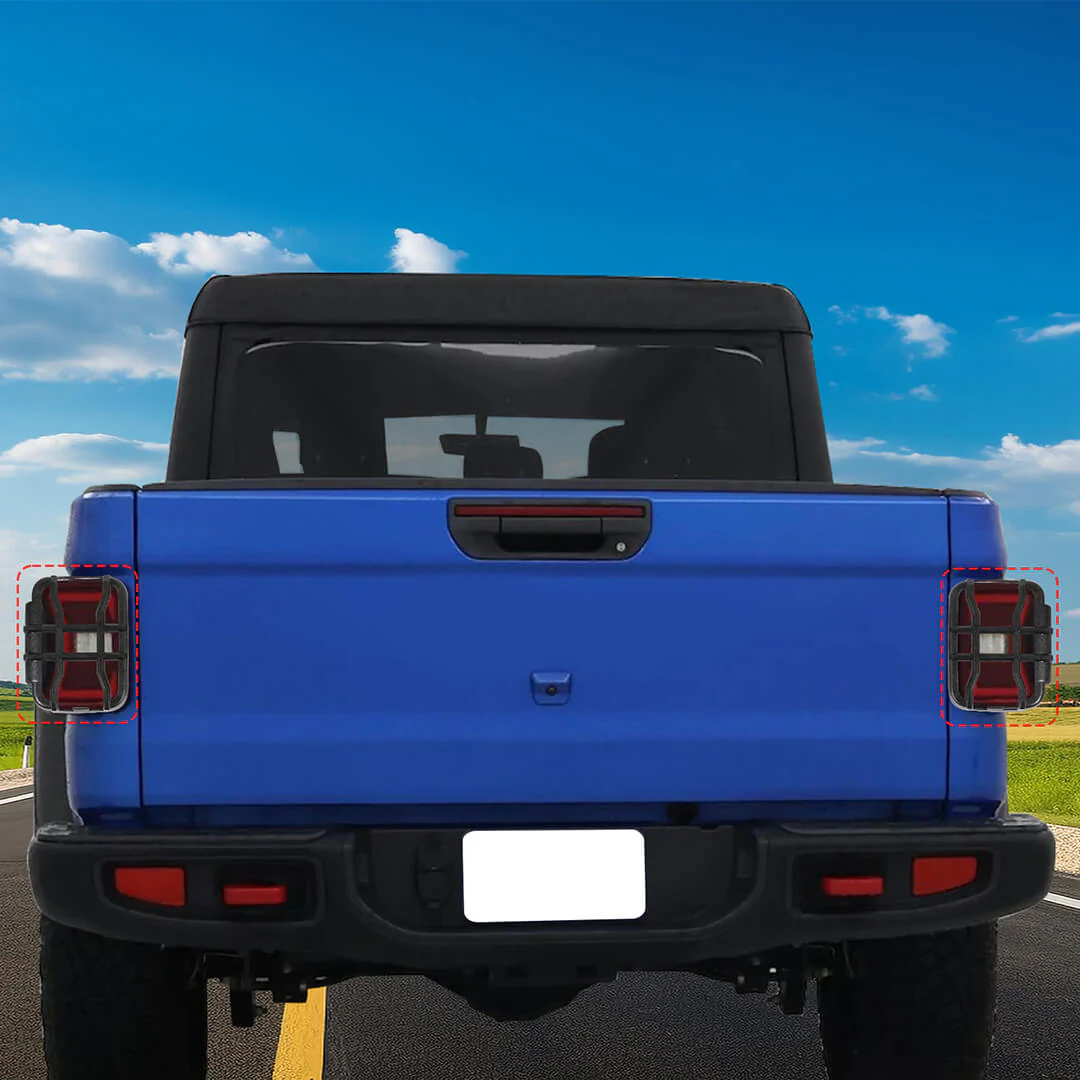 For 2018+ Jeep Gladiator JT Exterior LED Rear Tail Light Guards Cover Trim (4 pcs) - Image 3