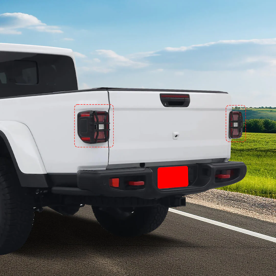 For 2018+ Jeep Gladiator JT Exterior LED Rear Tail Light Guards Cover Trim (4 pcs) - Image 5